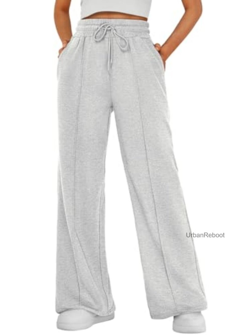 Womens Wide Leg Sweatpants Cotton Blend Baggy Lounge Pants with Pockets